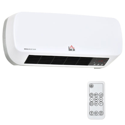HOMCOM Heizlüfter zur Wandmontage 2000W mit Fernbedienung 2 Heizmodus LED-Display 12h Timer für Badezimmer