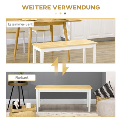 HOMCOM Sitzbank Holzbank 2er-Sitzbank, Massivholz, lackiert, Natur+ Weiß