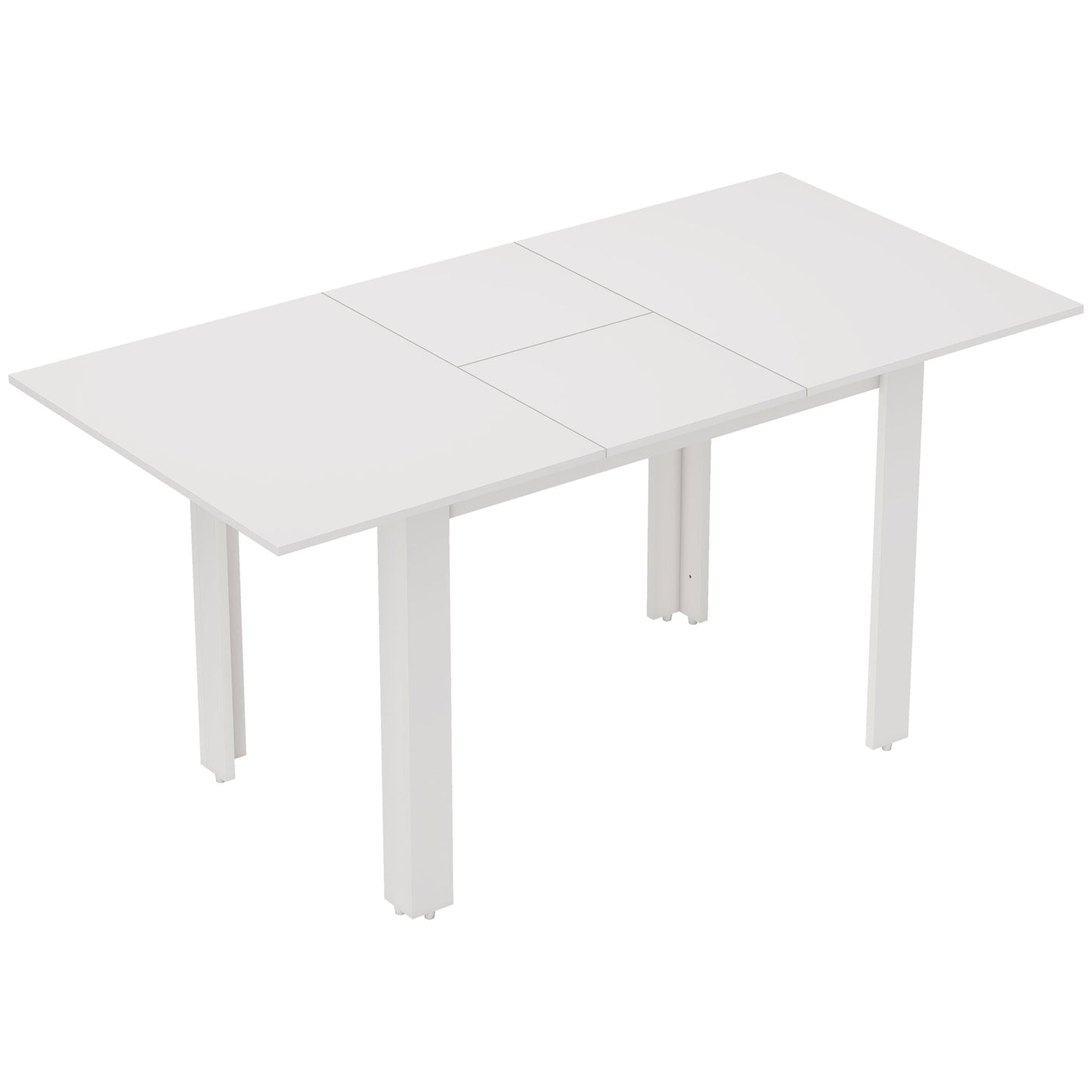 HOMCOM Ausziehbarer Esstisch, 120-160 x 70 cm, verstellbarer Küchentisch für 4-6 Personen, MDF, Hochglanzweiß