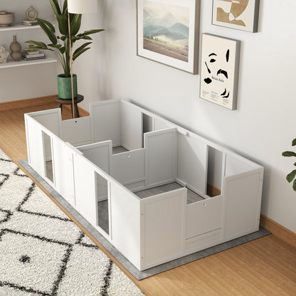 PawHut Wurfkiste für Welpen, teilbar i 2 Räume, Acrylfenster, 196 x 96 x 48 cm, Weiß