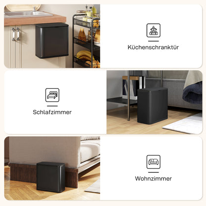 HOMCOM 8 L Mülleimer, freistehend oder hängend platzierbar, Edelstahl, Schwarz