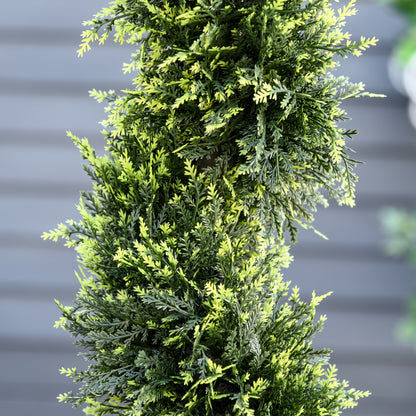 Outsunny Künstliche Spiralpflanze, Spiral-Zedernbaum mit Topf, 90 cm, künstliche Zeder für Außen- und Innendekoration, Grün
