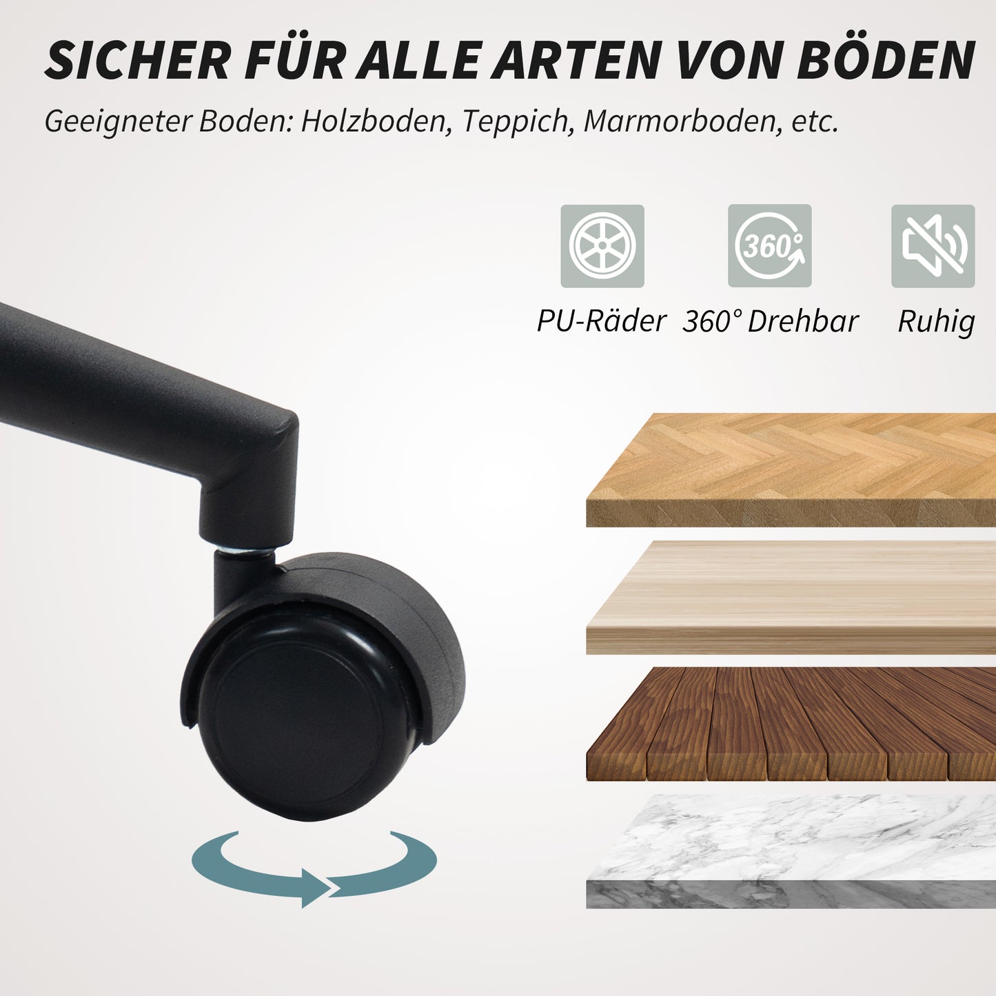 HOMCOM Gepolsterter Bürostuhl mit Plüschbezug, Wannen-Design, rollbarer Schreibtischstuhl, Stahlbasis, Creme+Schwarz