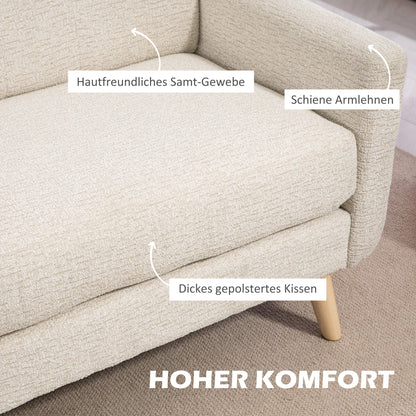 HOMCOM Zweisitzer-Sofa, komfortabel, 134x71x82 cm, Beige