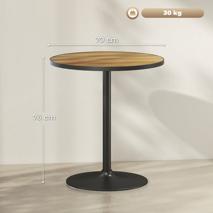 HOMCOM Runder Esstisch, Eichenholzoptik, kompaktes Design, för 2-4 personer, Eiche