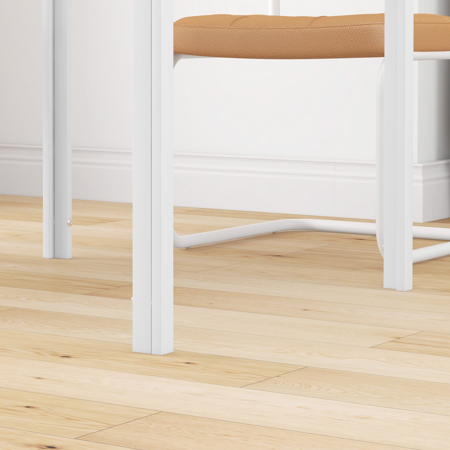 HOMCOM Quadratischer Esstisch für 4 Personen, Tischplatte aus Hartglas, für Küche und Esszimmer, 75 x 75 x 75 cm, Weiß