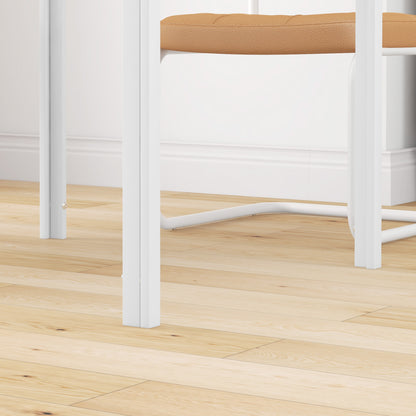 HOMCOM Quadratischer Esstisch für 4 Personen, Tischplatte aus Hartglas, für Küche und Esszimmer, 75 x 75 x 75 cm, Weiß