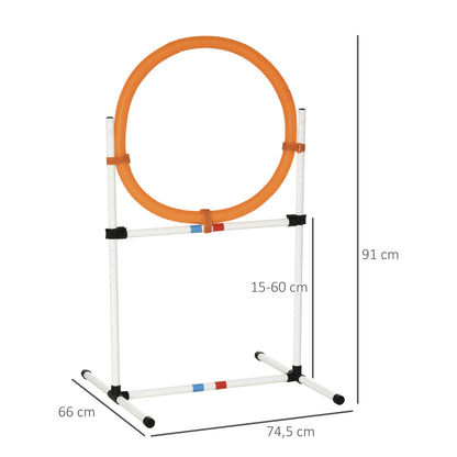 PawHut Hundetrainingsset Springring für Haustier-Agility-Training tragbar PE Weiß + Orange 74,5 x 66 x 91 cm
