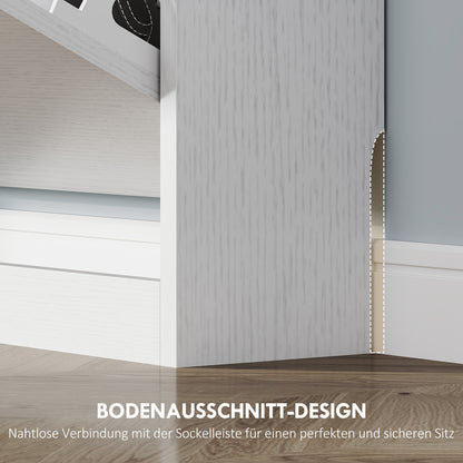 HOMCOM Schuhschrank mit 3 Klappschubladen, für bis zu 12 Paar Schuhe, Spanplatte, 80 x 17 x 108 cm, Weiß