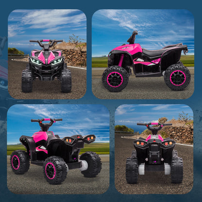 HOMCOM Elektro Kinderquad, 3-6 km/h, Licht/Musik, für 3-5 Jahre, bis 25kg, Rosa/Schwarz