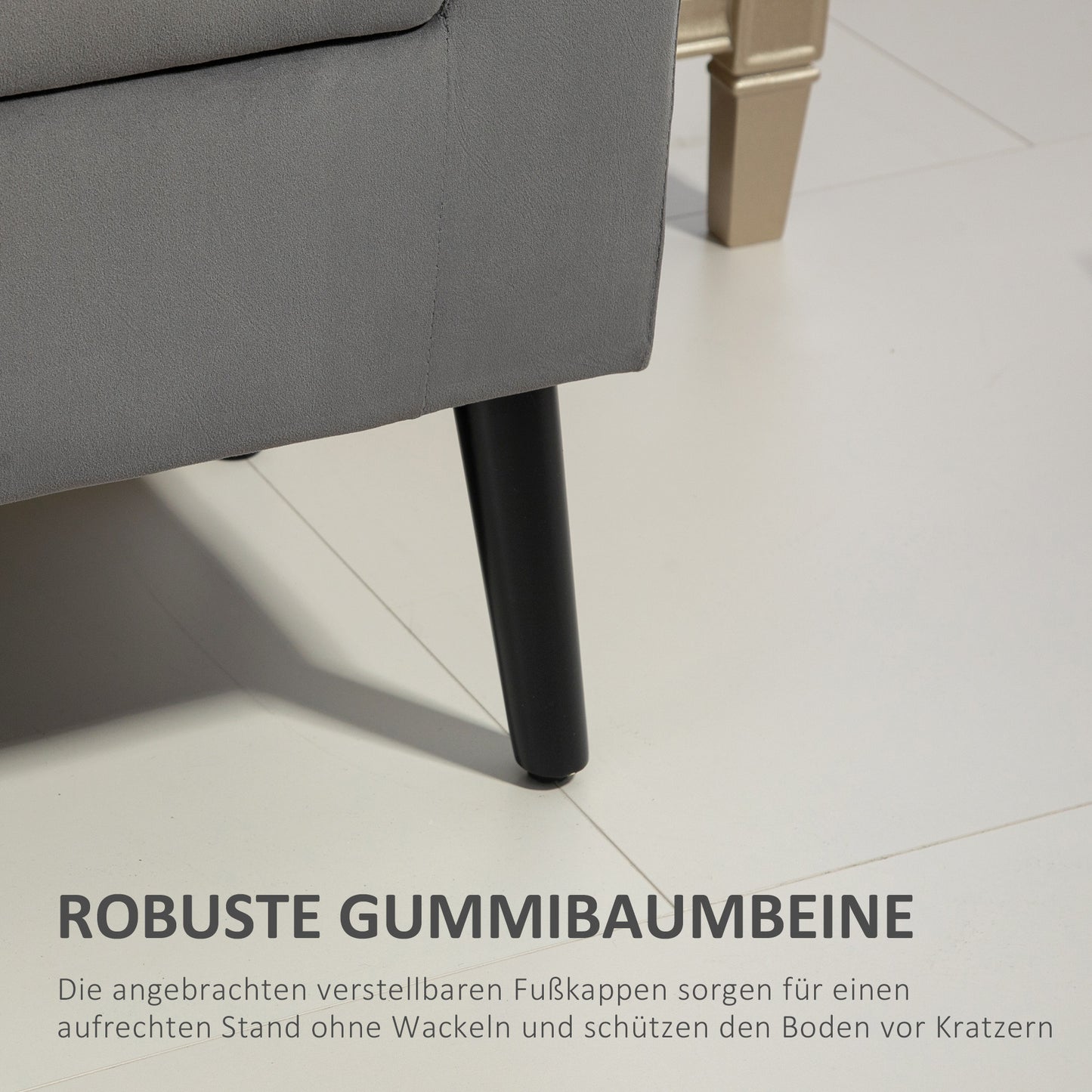 HOMCOM Polsterbank mit Stauraum, Truhenbank mit Armlehnen, 46 cm Sitzhöhe, samtartiges Polyester, 111,5 x 41 x 65 cm, Dunkelgrau