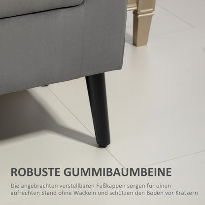 HOMCOM Polsterbank mit Stauraum, Truhenbank mit Armlehnen, 46 cm Sitzhöhe, samtartiges Polyester, 111,5 x 41 x 65 cm, Dunkelgrau