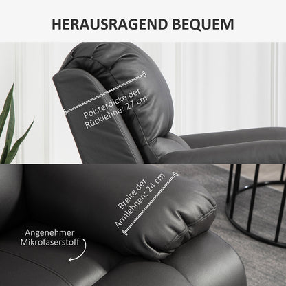 HOMCOM Relaxsessel, verstellbare Lehne & Fußstütze, drehbar, bis 150 kg, Stahlrahmen, 93x100x98cm, Schwarz