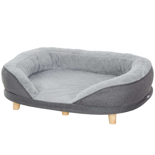 PawHut Hundebett für Hunde bis 25 kg, abnehmbarer Bezug, rutschfeste Füße, 90 x 78 x 25 cm, Grau