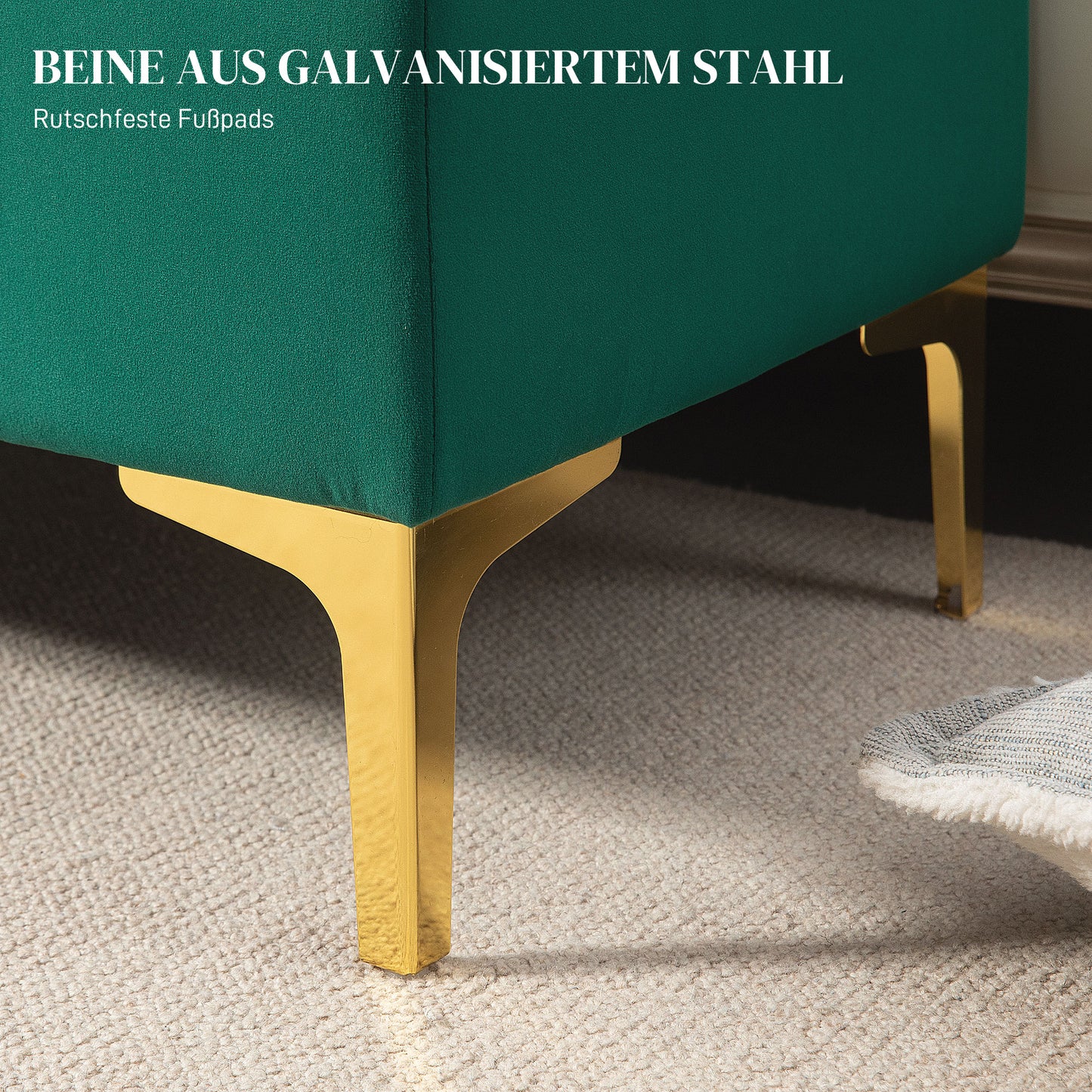 HOMCOM Sitzbank mit Stauraum, belastbar bis 120kg, 120x44x44,5cm, Grün