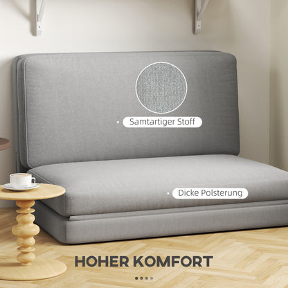HOMCOM 2-in-1 faltbarer Relaxsessel, Gästematratze, teilbar, 120 cm breit, Hellgrau