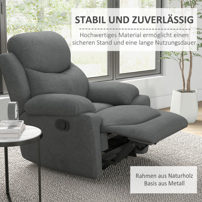 HOMCOM Relaxsessel Liegesessel Fernsehsessel, Liegefunktion Leinenoptik, 93 cm x 88 cm x 102 cm, Grau
