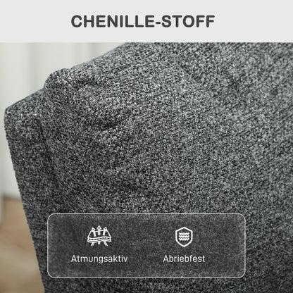 HOMCOM Relaxsessel, verstellbarer Liegesessel mit anpassbarer Beinstütze, Moderner Wohnzimmersessel mit Stoffbezug, Grau