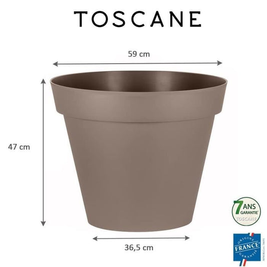 EDA Round Flower Pot Tuscany - Ø 60 x H 47 cm - 76 L - Taupe