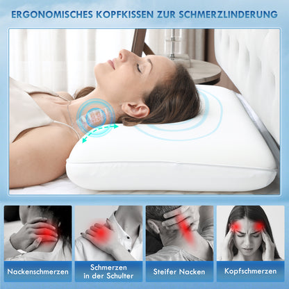 HOMCOM Memory Schaum Kissen Kopfkissen, Nackenstützkissen mit abnehmbarem Bezug Ergonomische 60 x 40 cm, Cremeweiß