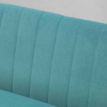 HOMCOM Sofa Retrodesign 2-Sitzer-Sofa, Holzbeine, 117 cm x 56,5 cm x 77 cm, Grün