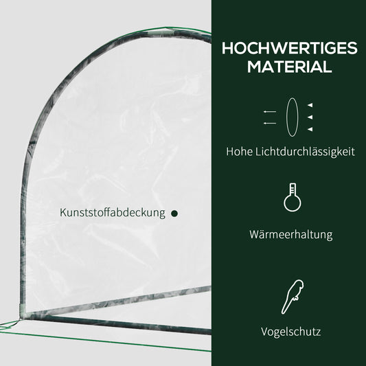 Outsunny Gewächshaus, Treibhaus mit Tür, Frühbeet, Pflanzenhaus, Pflanzenaufzucht, Stahl, Kunststoff, 200 x 100 x 80 cm, Grün