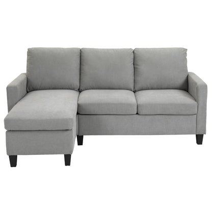 HOMCOM Ecksofa mit Schlaffunktion, 3-Sitzer-Sofa mit Bettkasten und Kissen, Eckcouch, L-Form Couch, Stoffbezug, Grau