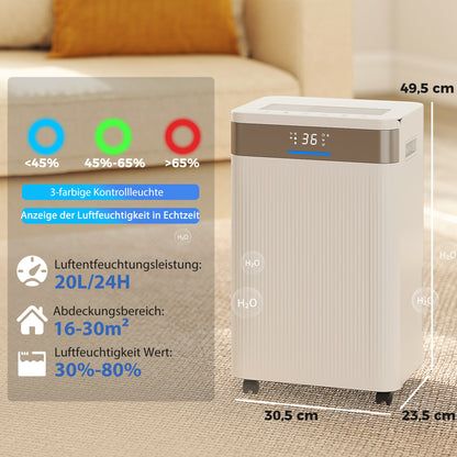 HOMCOM Luftentfeuchter, 4,5 Liter Tank, 24-Stunden-Timer, LED-Display, Kunststoff, Weiß