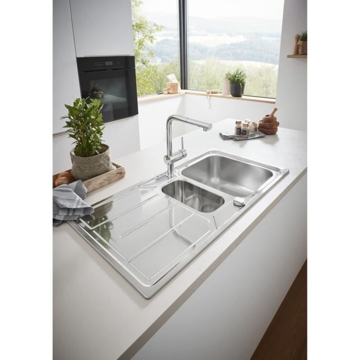 Grohe Minta Sink Mixer 32168000 - Extractable shower - BEC L - 360 ° swivel tube beak - Anti -return valve - Chrome