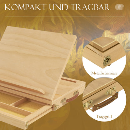 Vinsetto Tischstaffelei, kleine Staffelei, 1 Schublade, 3 Fächer, Massivholz, Natur