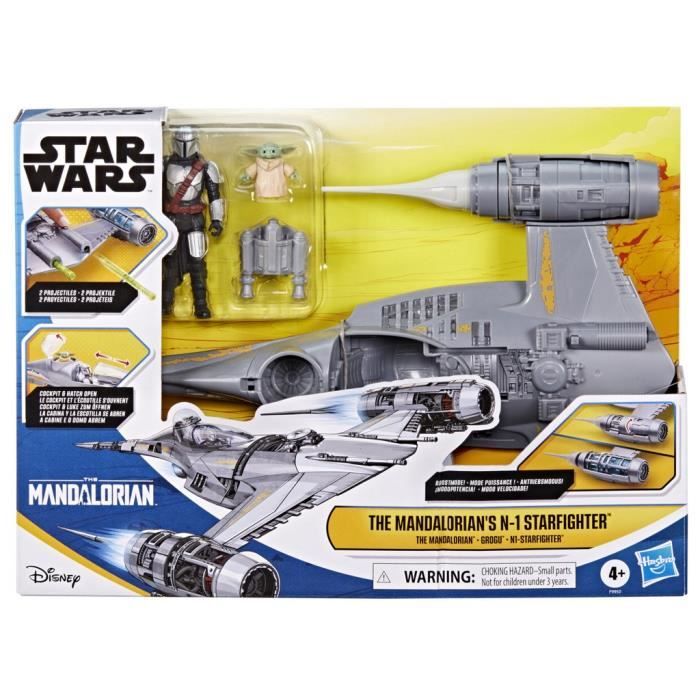 The Mandalorian's N-1 Starfighter, 4-inch Grogu and Mandalorian Action Figures, Toy for Kids Ages 4 and Up, Star Wars Epic Heroes