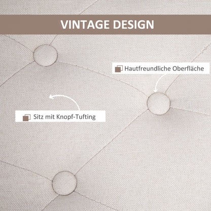 HOMCOM Sitzbank mit Stauraum Polsterbank mit Leinenoptik, Sitztruhe mit Holzbeine, Truhenbank für Wohnzimmer Schlafzimmer Flur 100 x 40 x 44 cm Cremeweiß