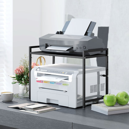 HOMCOM Mikrowellenregal, 3 Haken, ausziehbar, Metall, 40 cm hoch, Schwarz