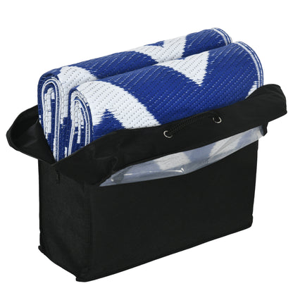 Outsunny Outdoorteppich Terrassenteppich, wetterbeständig, modernes Design, 182 cm x 274 cm x 0,3 cm, Blau + Weiß