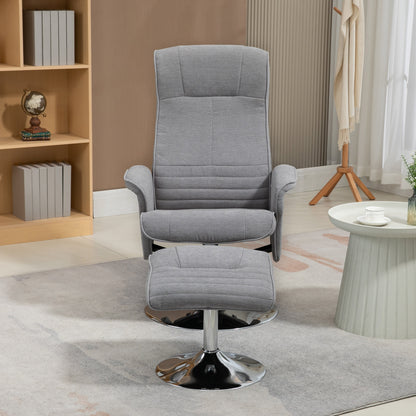 HOMCOM Relaxsessel mit Hocker, drehbar, neigbare Rückenlehne, bis 150 kg, 69 x 71 x 104 cm, Grau