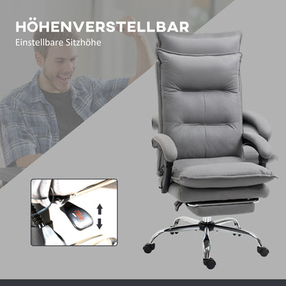 Vinsetto Bürostuhl mit Massagefunktion, Heizfunktion, Fernbedienung, ausfahrbare Fußstütze, neigbar, grau