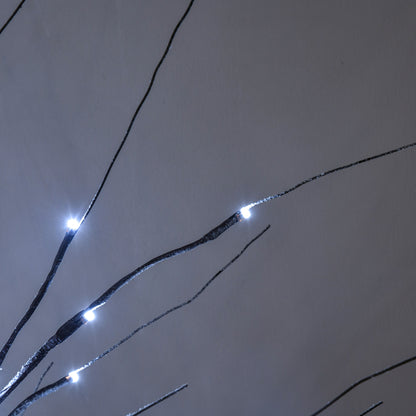 HOMCOM Künstliche Birke mit LED-Beleuchtung, 96 warmweiße Mikro-LEDs, 150 cm, Braun