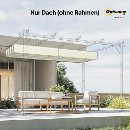 Outsunny Ersatzdach für 2,85 x 2 m Gartenpavillon, ausziehbar, einfache Montage, Polyester, Cremeweiß