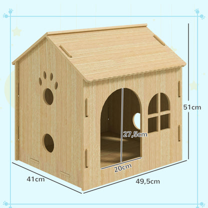 PawHut Hundehütte/Katzenhaus für Indoor, intedliches Design, 50 x 41 x 51 cm
