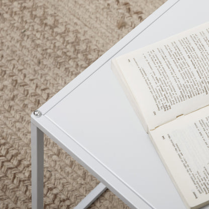 HOMCOM Beistelltisch-Set, moderne Satztische, platzsparend, stabiler Stahlrahmen, Weiß