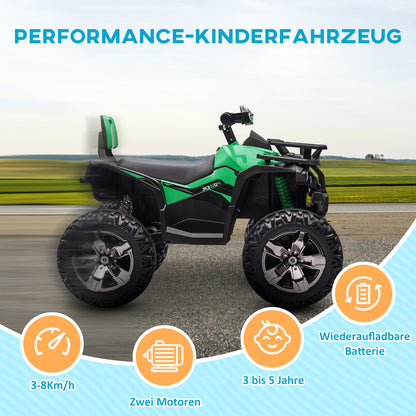 HOMCOM Elektroquad für Kinder, Licht & Musikanschluss, 3-8 km/h, für 3-5 Jahre, Grün
