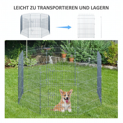 PawHut Freilaufgehege Welpenauslauf Welpenzaun Laufstall Welpengitter für Tiere 8-teilig B63 x H91 cm