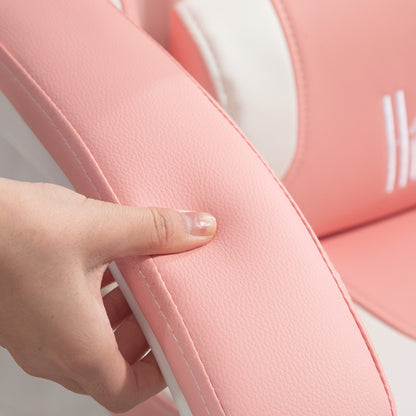 HOMCOM Gaming-Sessel mit Katzenohren, neigbare Lehne, ausziehbare Fußstütze, bis 120 kg, Rosa/Weiß