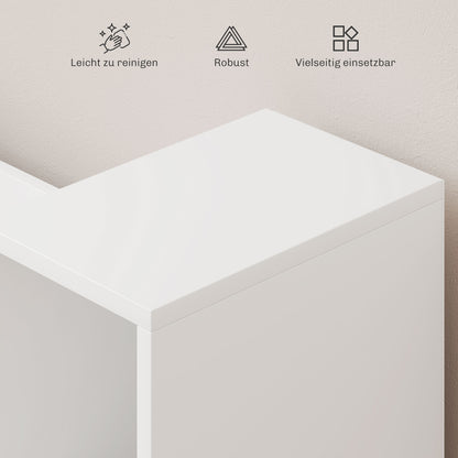 HOMCOM Bücherregal mit Sitzfläche, 6 Fächer, gepolstert, 105 x 30 x 63 cm, Weiß