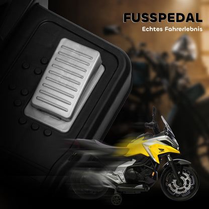 AIYAPLAY Elektro-Kindermotorrad, Honda, 3 km/h, Musik & Licht, 3-6 Jahre, bis 30 kg, Gelb