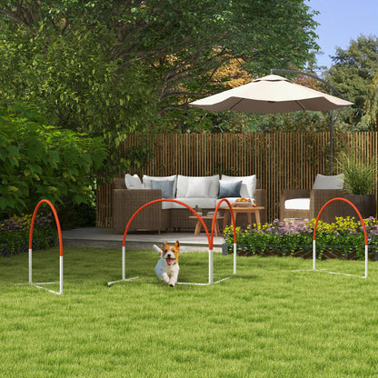 PawHut Agility-Set för Hunde, 4-teilig, inkl. Tragetasche, Kunststoff, 89x69x99 cm, Weiß+Orange