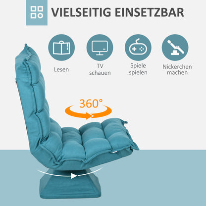 HOMCOM Relaxsessel Lesesessel, drehbar, Samtoptik, 62 cm x 70 cm x 95 cm, Blau
