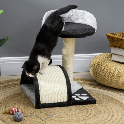 PawHut Kratzbaum Katzenbaum mit Spielbällen Katzenkratzbaum Sisalseil-Kratzstangen Schwarz 35,5 x 37 x 46 cm