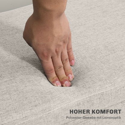 HOMCOM Sitzbank mit Stauraum, bis 220 kg, Leinenoptik, 110x39x45cm, Beige