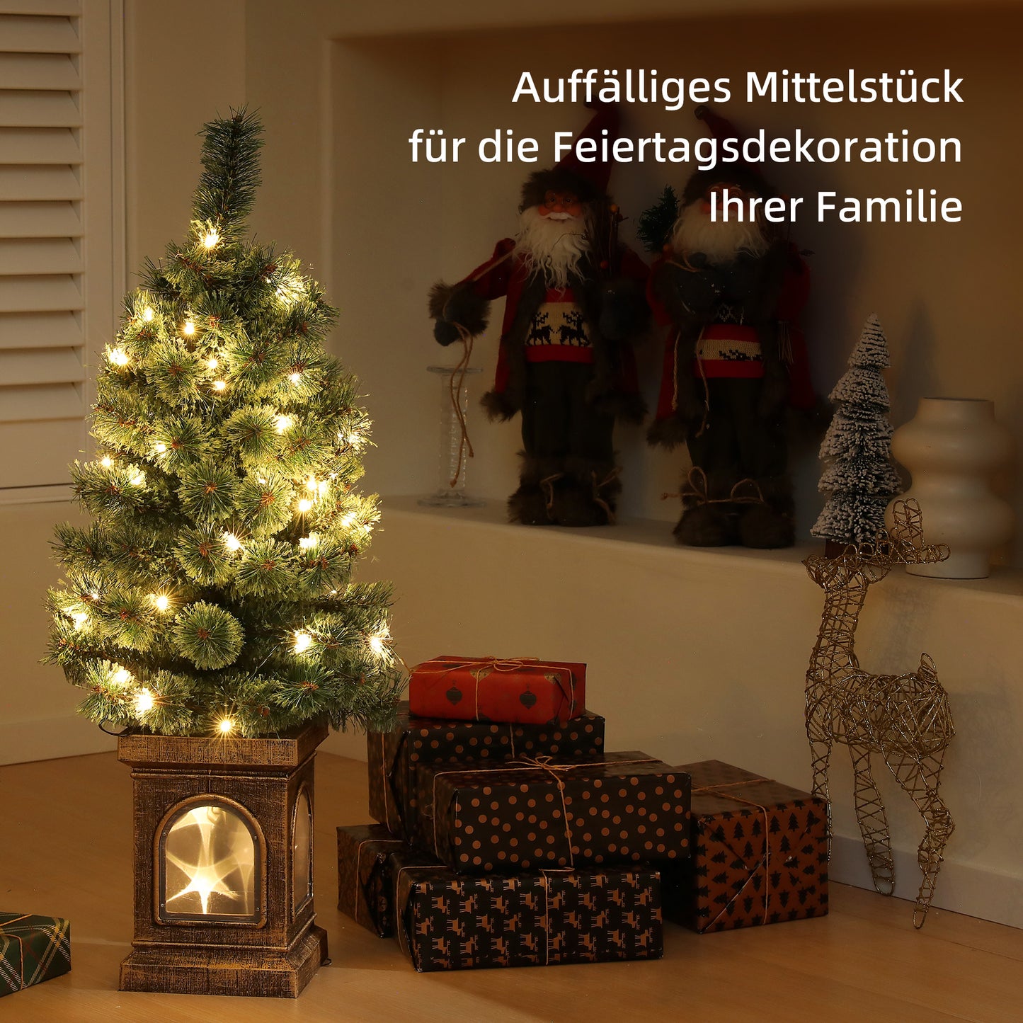 HOMCOM Weihnachtsbaum, naturgetreue Erscheinung, integrierte LEDs, dimmbar, 8 Modi, 45 x 90 cm, Grün